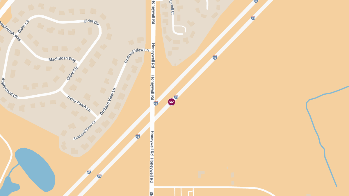 Two-Vehicle Crash with Injuries at I-43 & Sandy Beach Rd