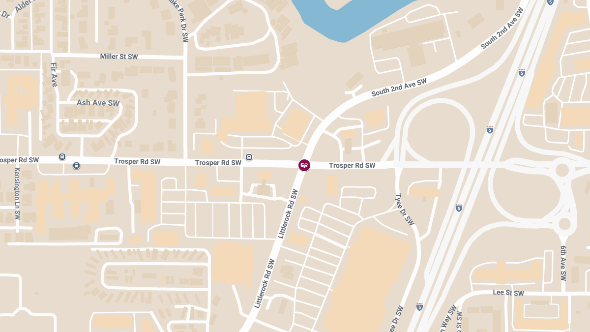 Two-Vehicle Crash with Injuries at Littlerock Rd SW & Trosper Rd SW