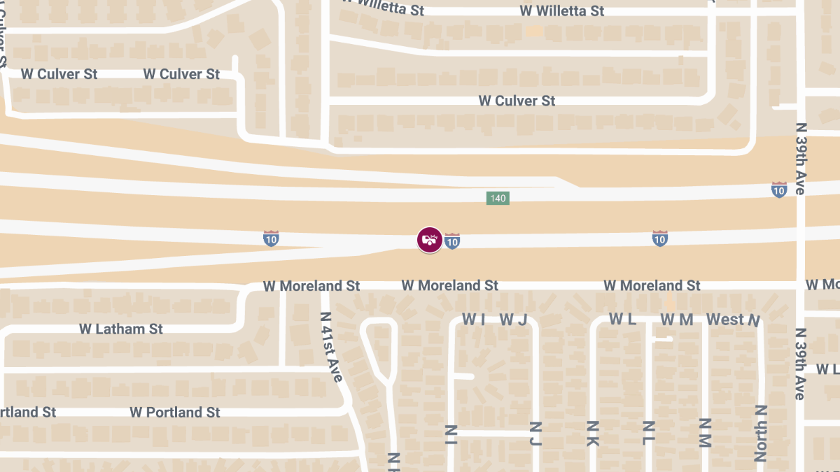 Two-Vehicle Crash with Injuries on I-10 at Salt River Bridge