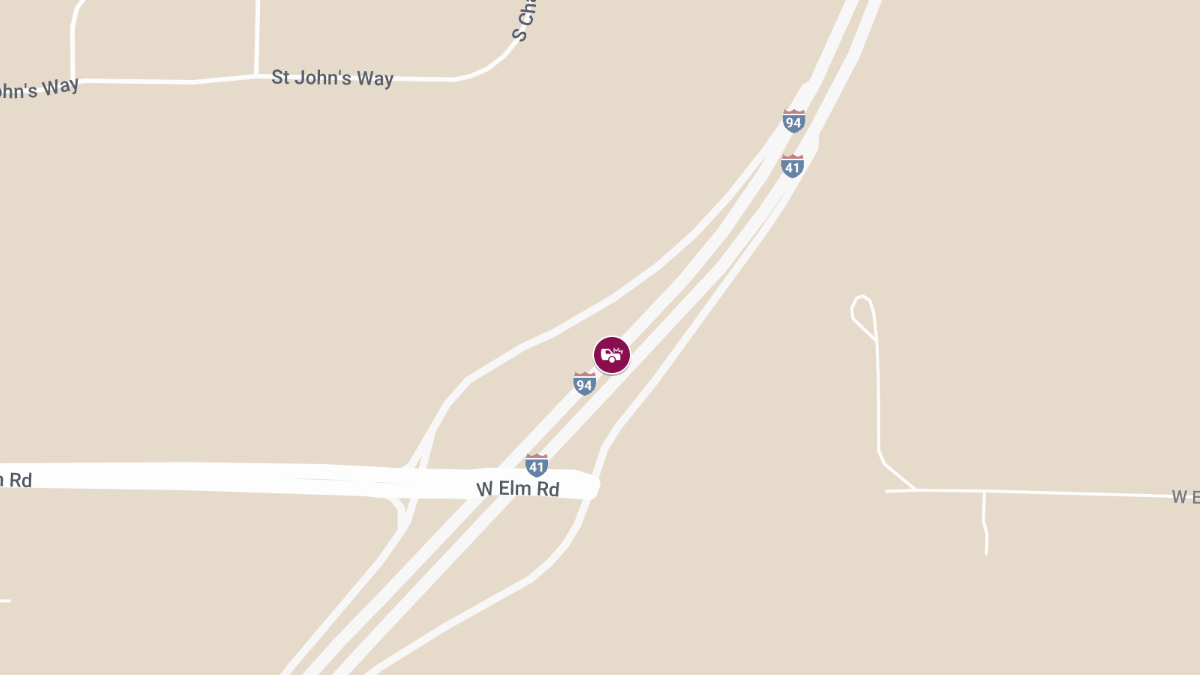 Two-Vehicle Crash with Injuries on NB 94/41 Near Elm Rd