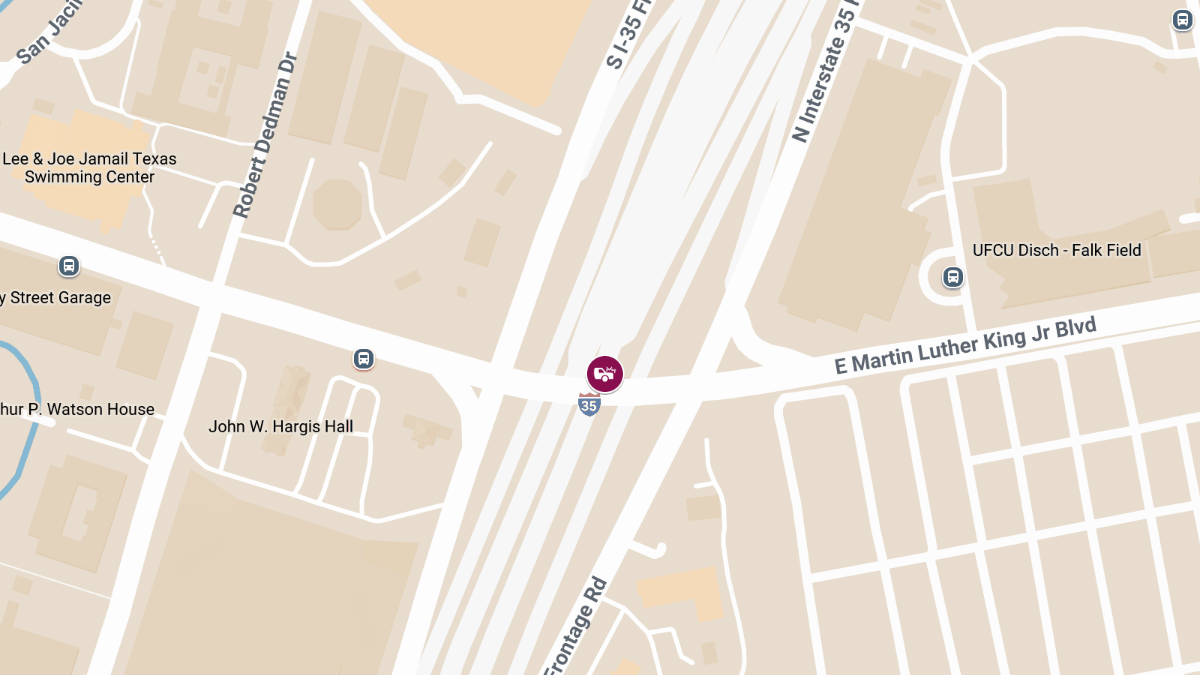 Vehicle Collision with Injuries at N IH-35 Svrd SB & E Martin Luther King Jr Blvd
