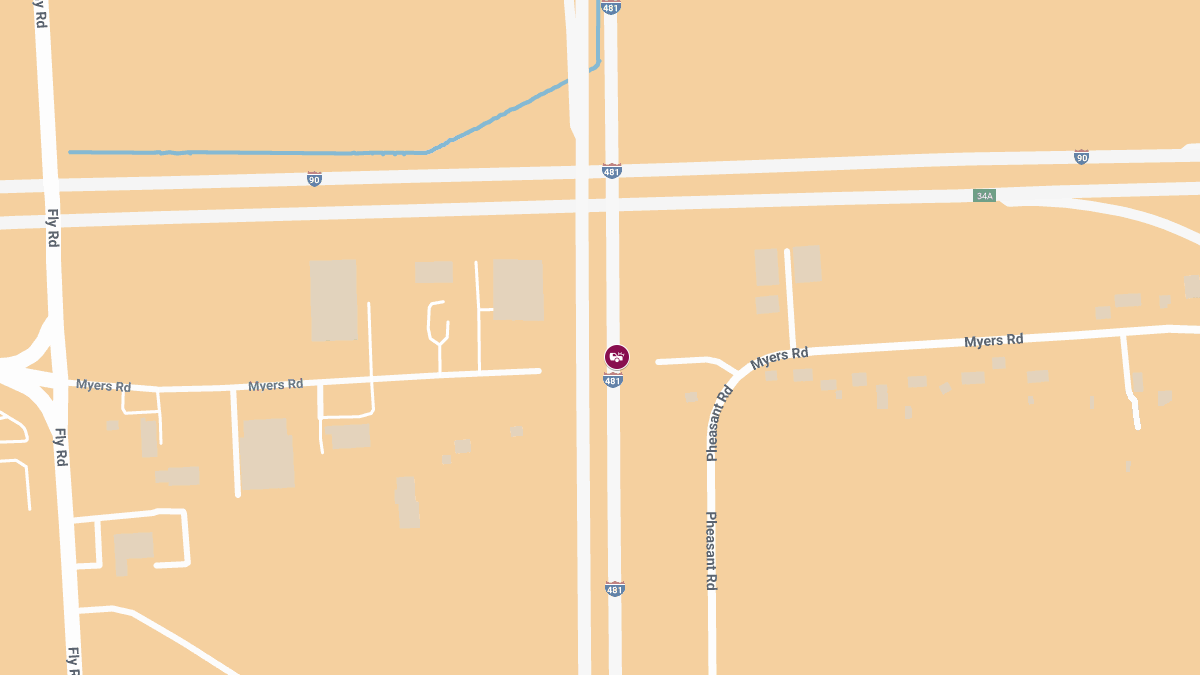 Vehicle Collision with Injuries on I-481 Near I-90 Ramp