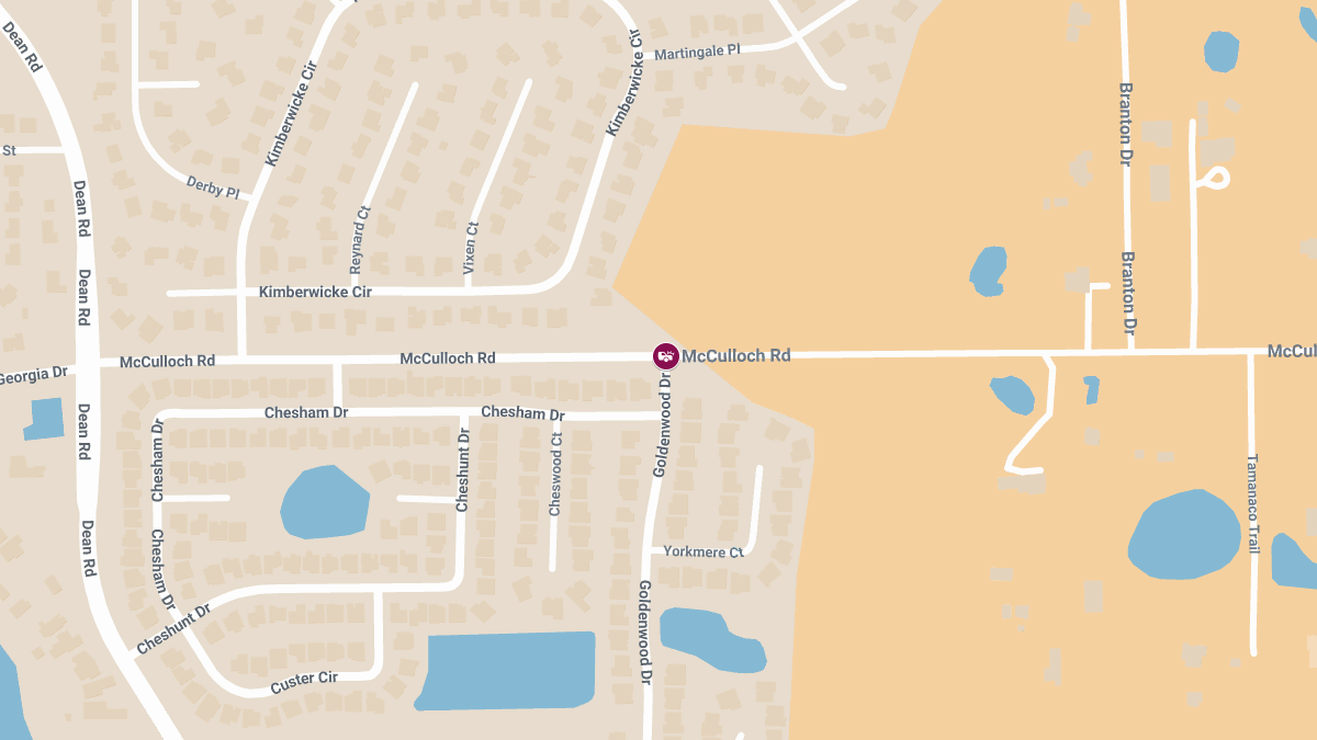Vehicle Crash with Injuries on W McCulloch Rd at Goldenwood Dr